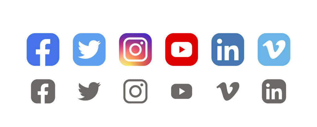 FACEBOOKやTwitterやINSTAGRAMなど６つのSNSのアイコン