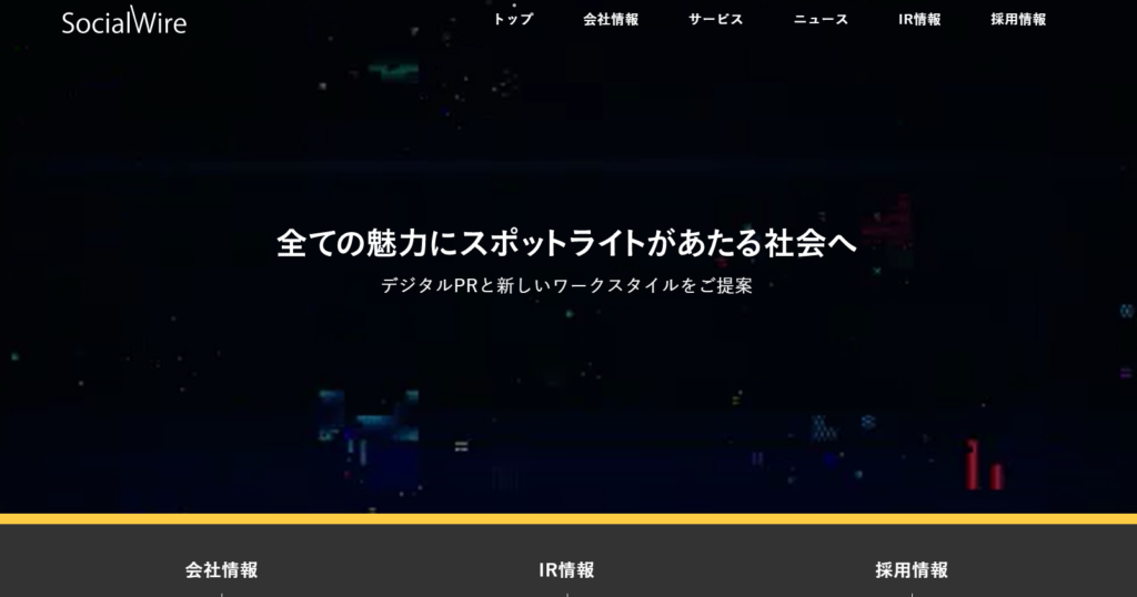 ソーシャルワイヤー株式会社のHP画像