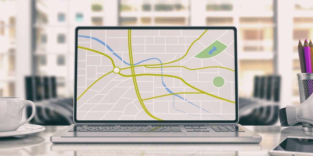 パソコンに表示された地図